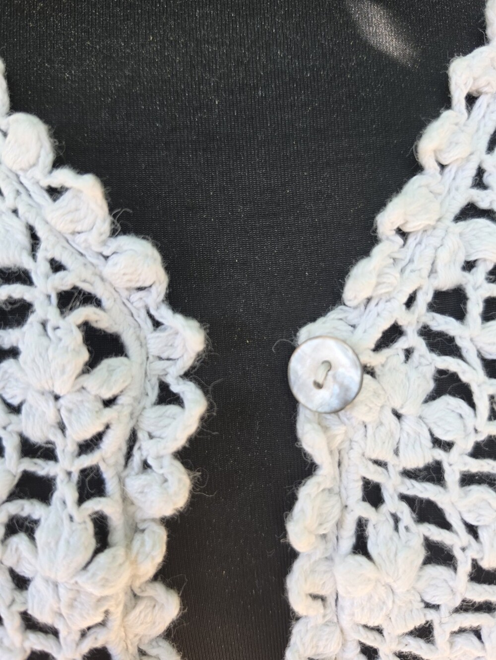 Y2K White Crochet Cardigan Sweater McBling Minimalist Cottagecore Shabby Chic - Picture 9 of 9
